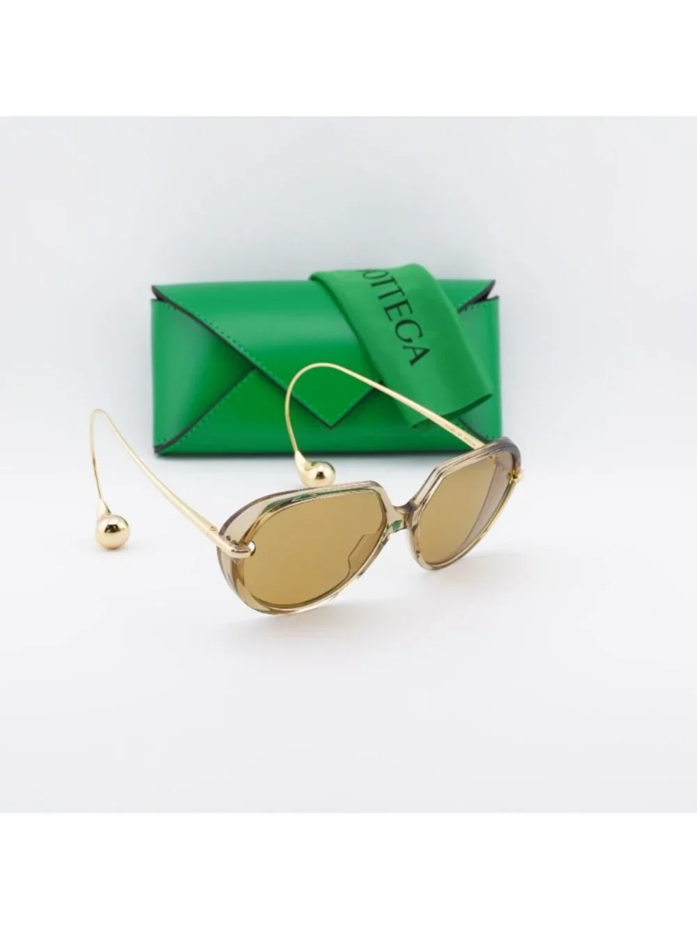 Bottega Veneta BV1436S 004 Square Sunglasses - Shiny Transparent Yellow/Gold